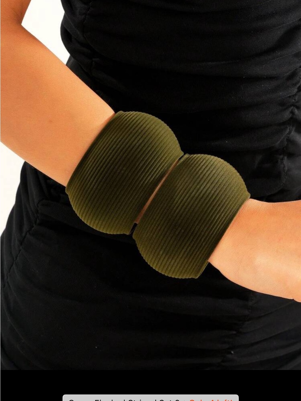 Olive Green Ribbed Statement Cuff Bracelet